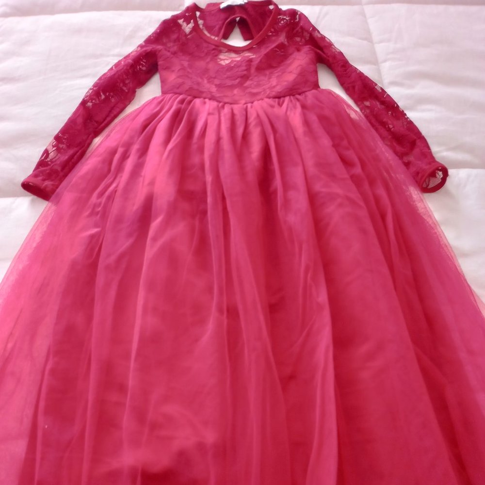 Girls formal dress up Burgundy red dress